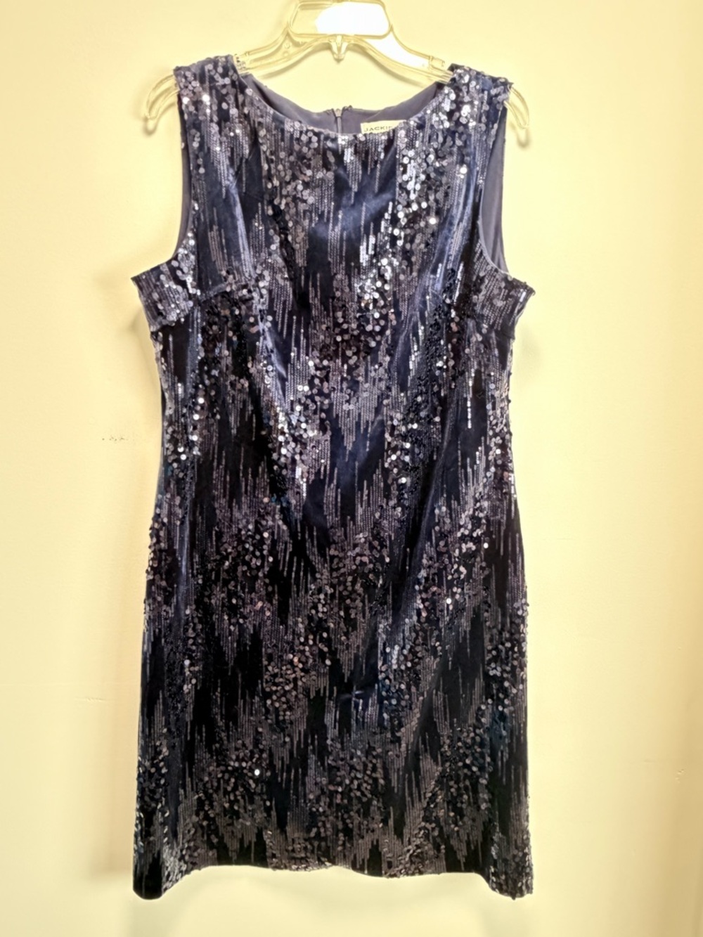Navy Sequin Sleeveless Mini Dress - Picture 2 of 9